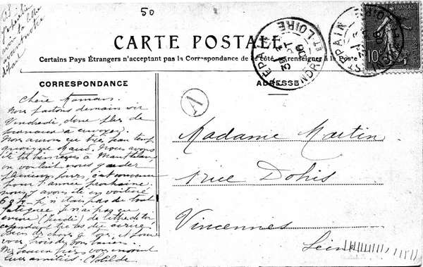 Verso de la carte La Boissellière