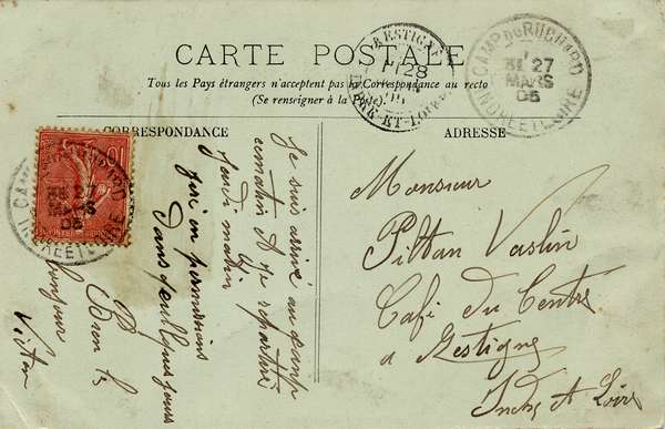 Verso de la carte La corvée de l'eau distillée