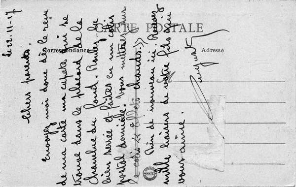 Verso de la carte L'hôpital
