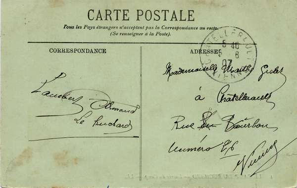 Verso de la carte L'entrée du camp du Ruchard