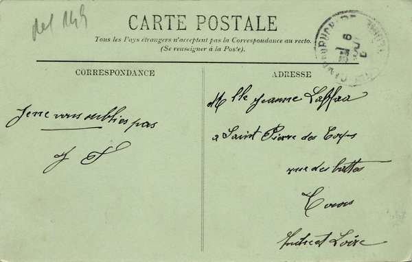 Verso de la carte Les tentes