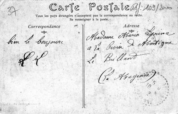 Verso de la carte Place de l'église