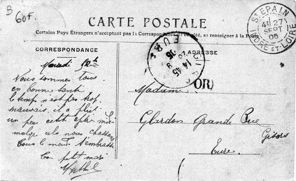 Verso de la carte En montant vers Villaines