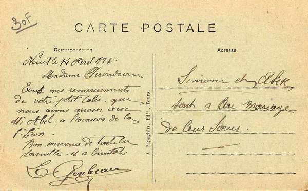 Verso de la carte Rue de l'église