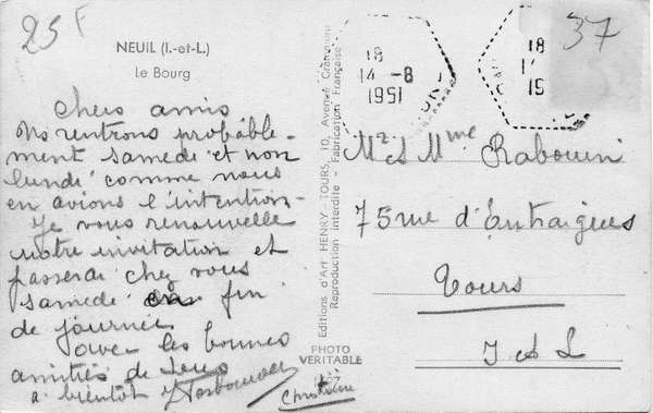 Verso de la carte La rue de l'église