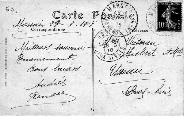 Verso de la carte La rue de l'église