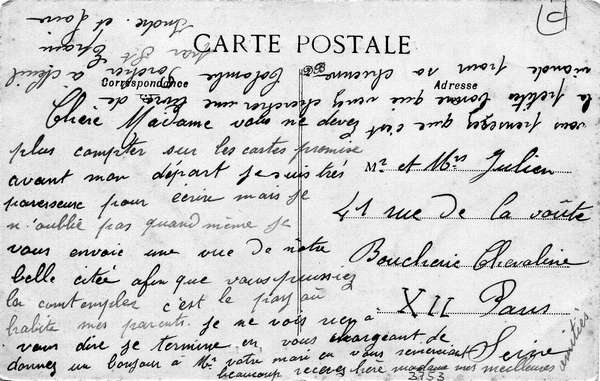 Verso de la carte La rue de l'église